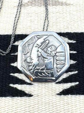 Floyd Becenti Navajo Native American Sterling Silver Kachina Pendant Necklace